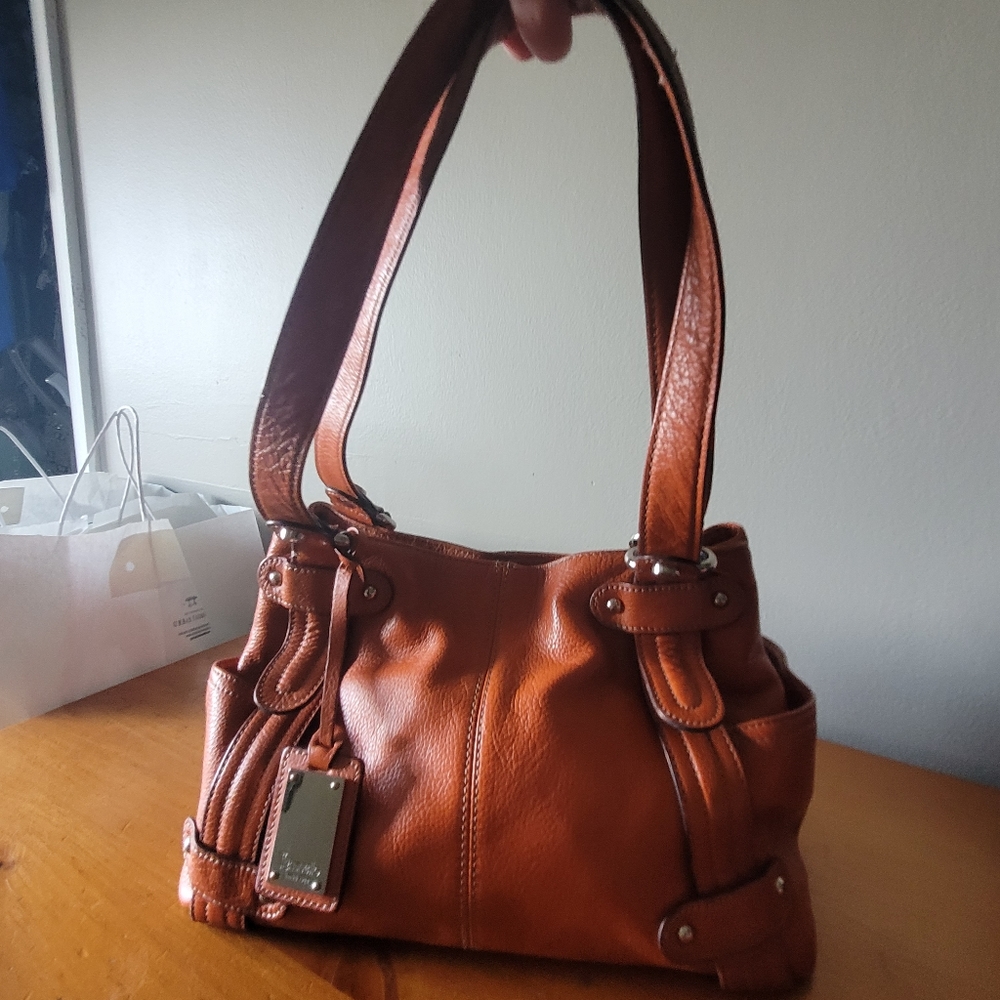 Tignanello orange pebbled tote - Picture 3 of 11